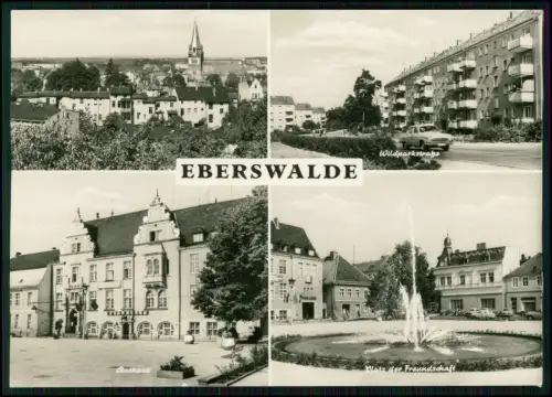 Echt Foto AK - Eberswalde - Rathaus Wildparkstraße Platz der Freundschaft Kirche