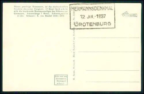 Echt Foto AK - Detmold Teutoburger Wald Hermannsdenkmal Arminius Grotenburg 1937