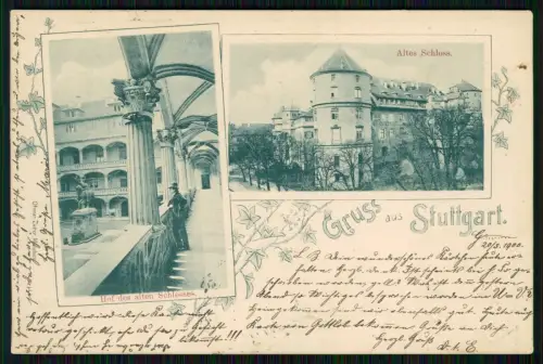 AK Stuttgart Blick zum Schloss und Hof des alten Schlosses 1900 gelaufen