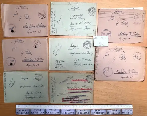 8x Feldpostbrief 10. 1941 FPN 19671 Ln.Rgt.15  H. Pohle aus Blankenfelde Mahlow