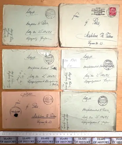 6x Feldpostbrief 04. 1941 FPN 19671 Ln.Rgt.15  H. Pohle aus. Blankenfelde Mahlow