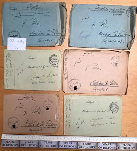 6x Feldpostbrief 09. 1941 FPN 19671 Ln.Rgt.15   H. Pohle aus Blankenfelde Mahlow