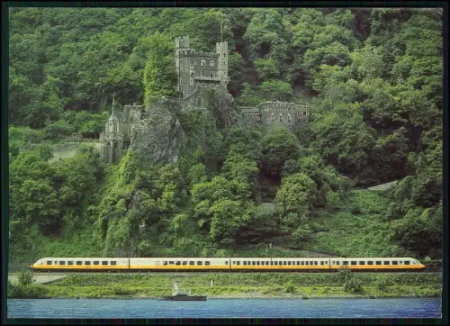 AK Lufthansa Airport Express Zug - vorbeifahren an Schloss Rheinstein Rheinblick