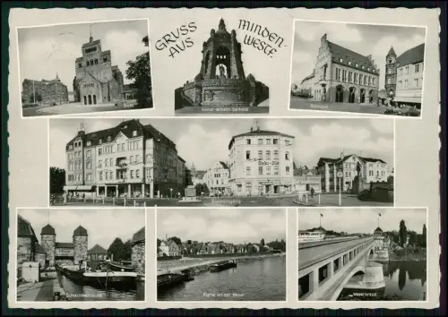 2x AK - Minden Westfalen Dom Kaiser Wilhelm Denkmal Rathaus Wasserstraßenkreuz