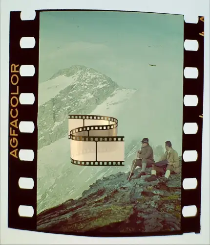 Original Agfacolor Farbdia 3,5x4cm - Bergsteiger in den Alpen - 1938-39