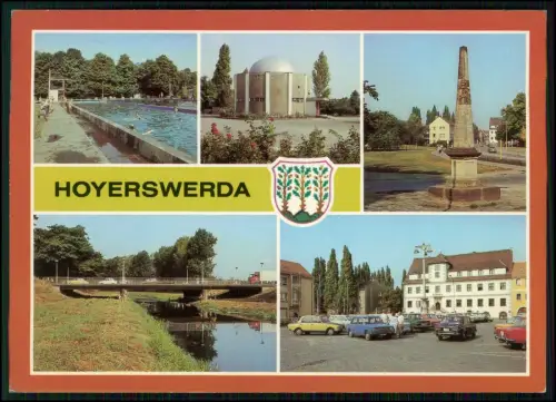 AK - Hoyerswerda in Sachsen - Stadtbad Planetarium Rathaus Brücke Stadtansicht