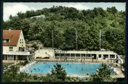 AK - Datterode Ringgau - Freibad Schwimmbecken Badegäste Sprunganlage Terrassen