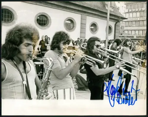 Jazz Band Live Bläsergruppe Festival Bühne signiert Musiker -Foto 1970er 26x20cm