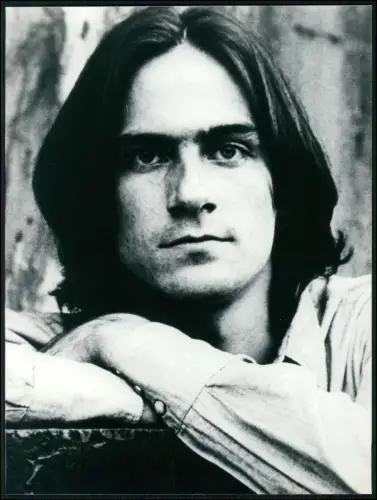 Foto 24x18cm Singer Songwriters James Taylor Portrait lange Haare ruhiger Blick