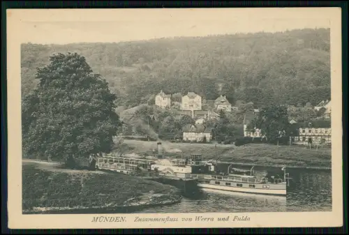 5x AK - Hann. Münden Werra Fulda - Schiff Raddampfer Kaiser Wilhelm und andere