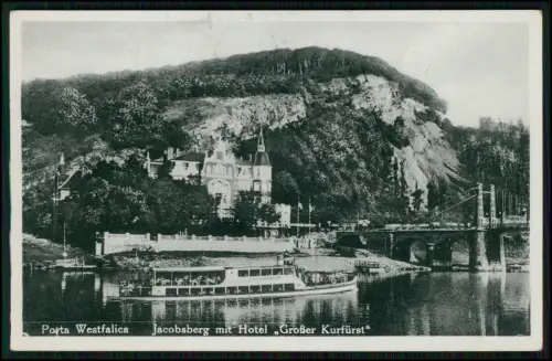 AK - Porta Westfalica - Jacobberg Hotel Großer Kurfürst Weser Ausflugschiff 1911