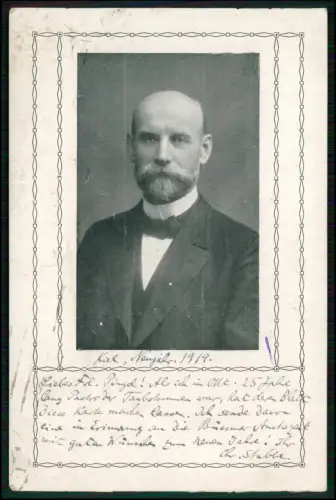 Kiel Porträt Pastor Christian Stahle Geistlicher Gehörlosen Seelsorge 1919 gel.