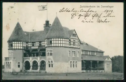 AK - Soldatenheim Rundtürme Hohenzollernhaus Sennelager Paderborn 1909 gelaufen