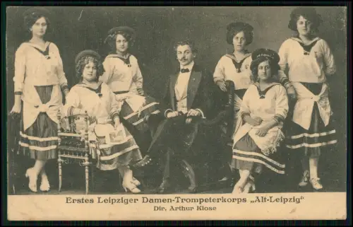 Erstes Leipziger Damen Trompeterkorps Alt Leipzig Leitung Arthur Klose 1916 gel.