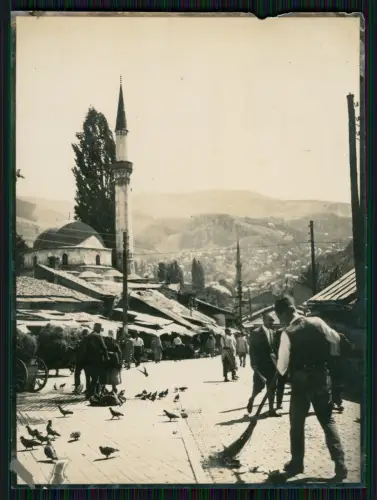 Foto Sarajevo Bosnien Herzegowina, Partie am Markt mit Moschee 1920