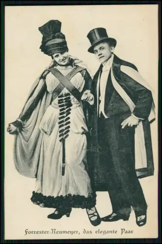 Forrester Neumeyer elegantes Paar Varieté Duo Bühne Theater Zylinder Frack 1915