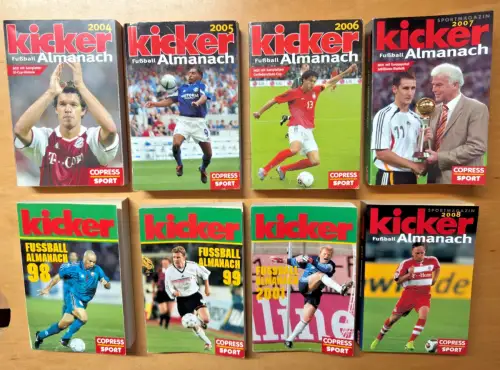 Fußball Kicker Almanach - 8 Bände - 1998 1999 2001 2004 2005 2006 2007 2008