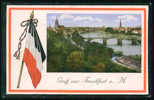 Frankfurt Main - Fahne Farben Schwarz Weiß Rot - Kaiserreich Feldpost 1915 gel.