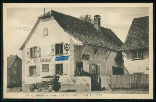 AK - Andolsheim Haut Rhin Café Restaurant Au Cerf Auto Oldtimer - 1943 gelaufen