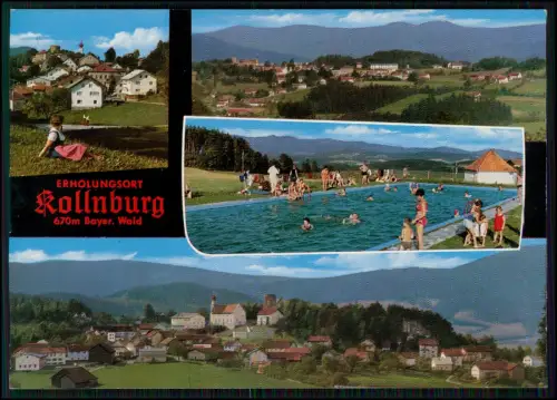 AK - Kollnburg Lr. Regen - Dorf mit Kirche und Freibad Badegäste Berglandschaft