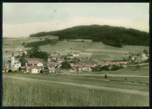 AK - Dorfpanorama von Prackenbach - mit Kirche, Wohnhäusern, Höfen, Feldern