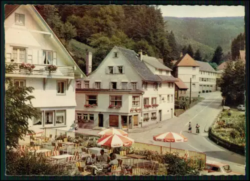 AK Bad Peterstal Griesbach - Straßenansicht Gasthof Café Terrasse Sonnenschirme