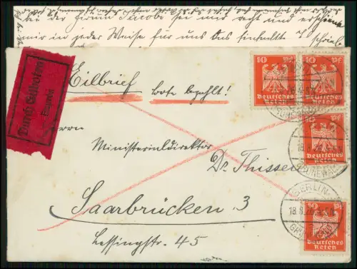 Brief Postkarte von Berlin Grunewald - Schweiz Genf Servette alles gelaufen 1926