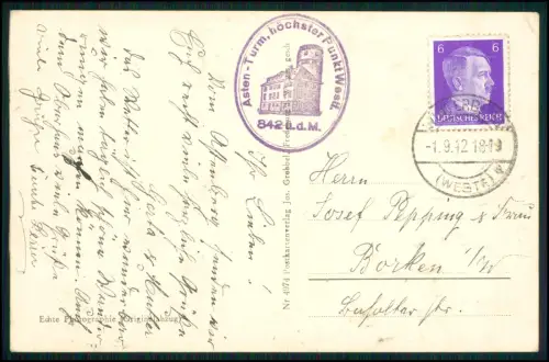 Foto AK - Kahler Asten-Turm Winterberg - 1942 gelaufen Touristenstempel mit Turm
