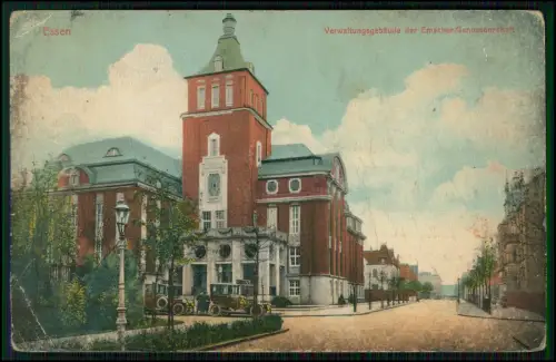AK und 4x Foto - Essen Emscher-Genossenschaft - Verwaltungsgebäude im Ruhrgebiet