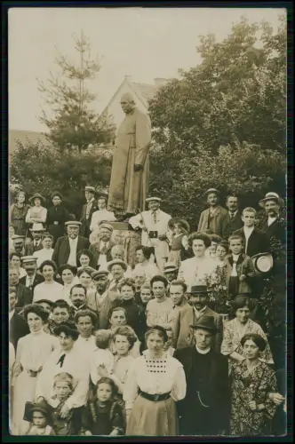 Echt Foto AK - Bad Wörishofen Kneipp Denkmal - Personengruppe 1911 Sommerfrische