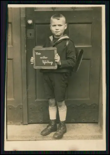13x alte Foto - Einschulung und andere Kinder mit Tafel, Schultüte Seemannsanzug