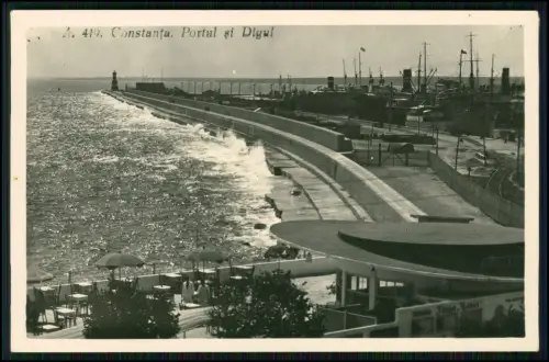 2x Echt Foto AK - Constanța Rumänien Hafen Schwarzmeerhafen und Moschee - 1940