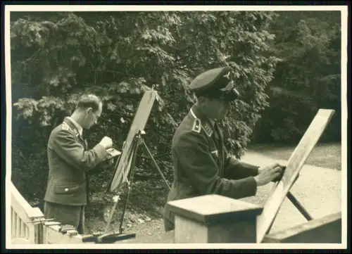 4x Foto 17x12cm - Wehrmacht Soldaten Luftwaffe - Malen mit einer Staffelei u.a.