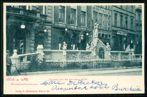 AK Heinzelmännchenbrunnen Köln am Rhein - Blick auf Restaurant ZWARC - 1901 gel.