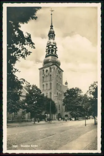 Foto AK - Tilsit Sowetsk Kirche Ostpreußen Straßenleben - 1941 Feldpost gelaufen