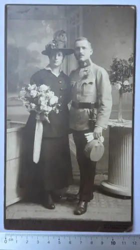 CAB Foto 21 x 12 cm - Soldat Österreich Uniform Paar Atelier Robert Mocker Saaz