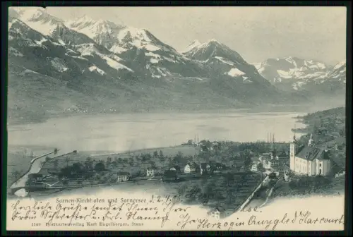 4x AK Sarnen Kirchhofen Sarnersee Alpen Panorama 1906 alle n. Büsum Nordsee gel.