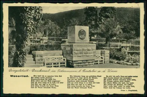 AK - Todenmann bei Rinteln Weser – Denkmal Franz von Dingelstedt Weserlied Karte