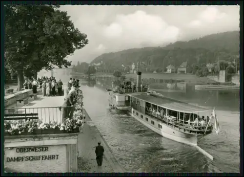 Foto AK Hameln Oberweser Dampfschifffahrt - Anleger Raddampfer Kronprinz Wilhelm