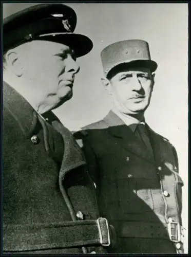 3x Foto 23x17 Winston Churchill Uniform General Charles De Gaulle Normandie 1944