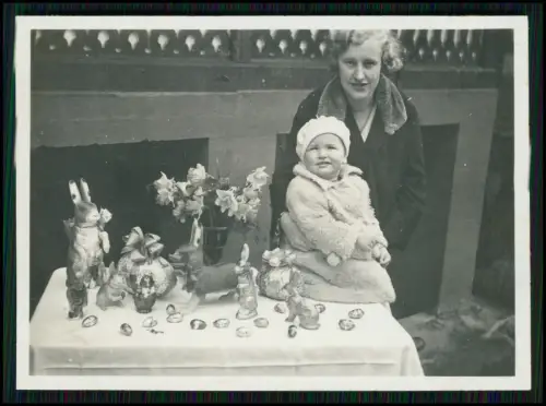 17x Foto - Bielefeld 1937 - Kinder Familie Ostern Spielzeug Hasen u.a. zuhause