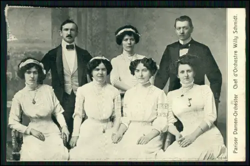 AK - Damen Orchester Leitung Willy Schmidt - Musikerinnen und Dirigent 1911 gel.