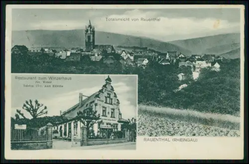 AK - Rauenthal Eltville Rheingau - Ort mit Restaurant zum Winzerhaus - 1934 gel.