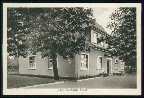 AK - Soest NRW – DJH Jugendherberge Gebäude Gartenanlage Baumbestand - 1932 gel.