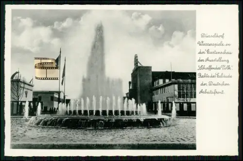 2x AK Düsseldorf Wasserspiele Gartenschau Ausstellung Schaffendes Volk DAF 1937