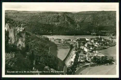 Echt Foto AK - Beuron Donautal – Panorama mit Petersfelsen Klosteranlage 1930er