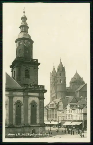 2x Echt Foto AK - Worms Rhein Dreifaltigkeitskirche Dom Straßenbrücke 1940 gel.
