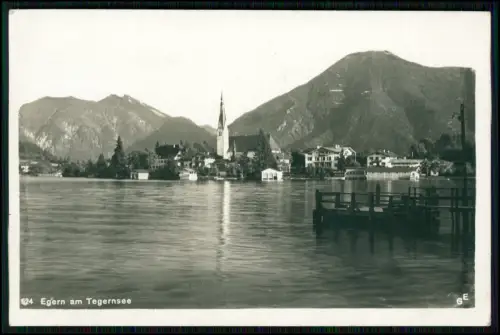 Foto AK Rottach-Egern Tegernsee - Blick über den See auf den Ort Kirche 1931 gel
