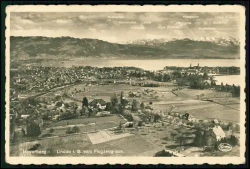 Foto AK - Lindau Bodensee Hoyerberg Luftbild -  gel. 1935 Stempel Cafe Ed. Hagge