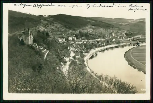 Echt Foto AK - Neckarsteinach Neckartal - Blick auf den Ort entlang des Flusses